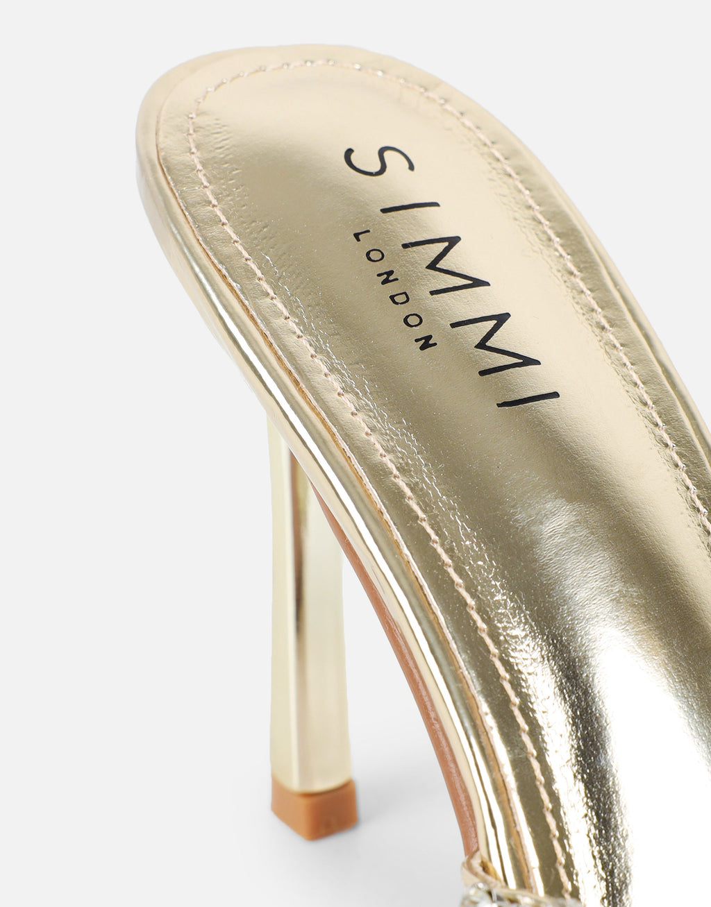 Keely Gold Mirror Diamante Crossover Mules