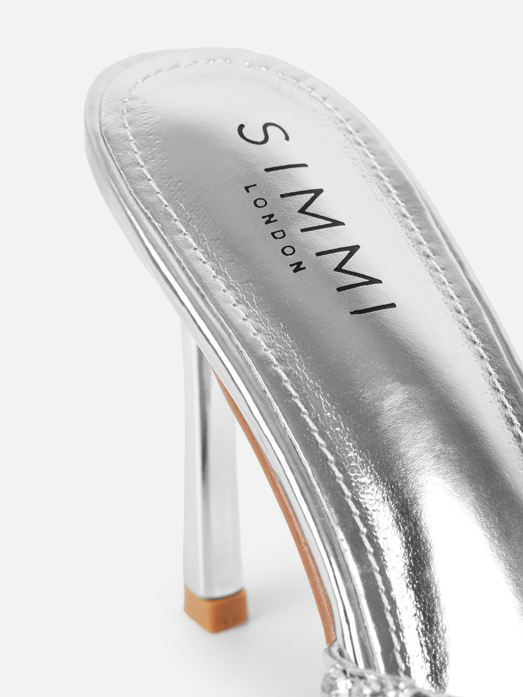Keely Silver Mirror Diamante Crossover Mules