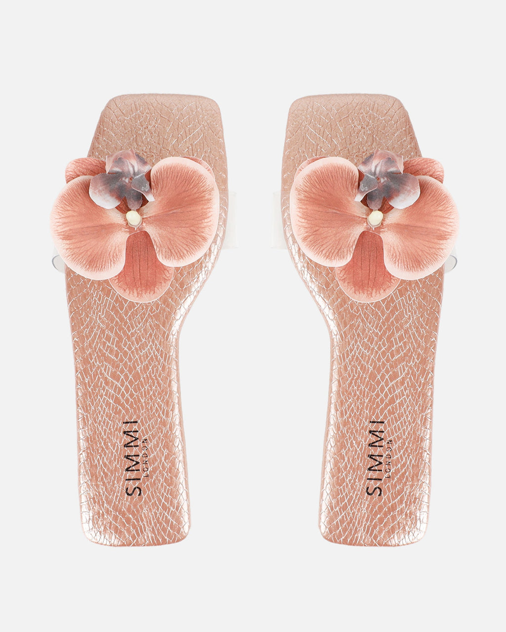 Pina Rose Gold Snake Flower Slip on Flats