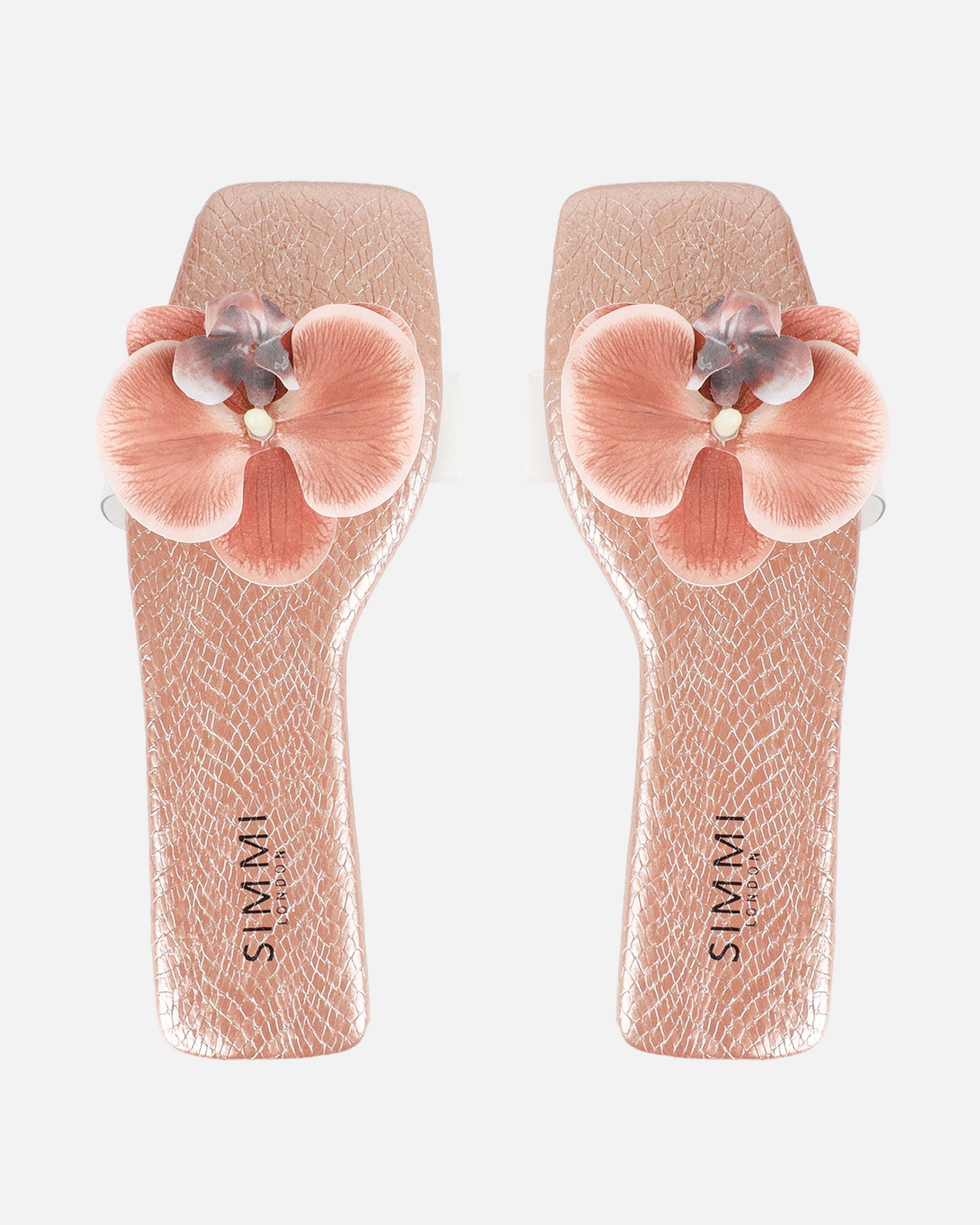 Pina Rose Gold Snake Flower Slip on Flats