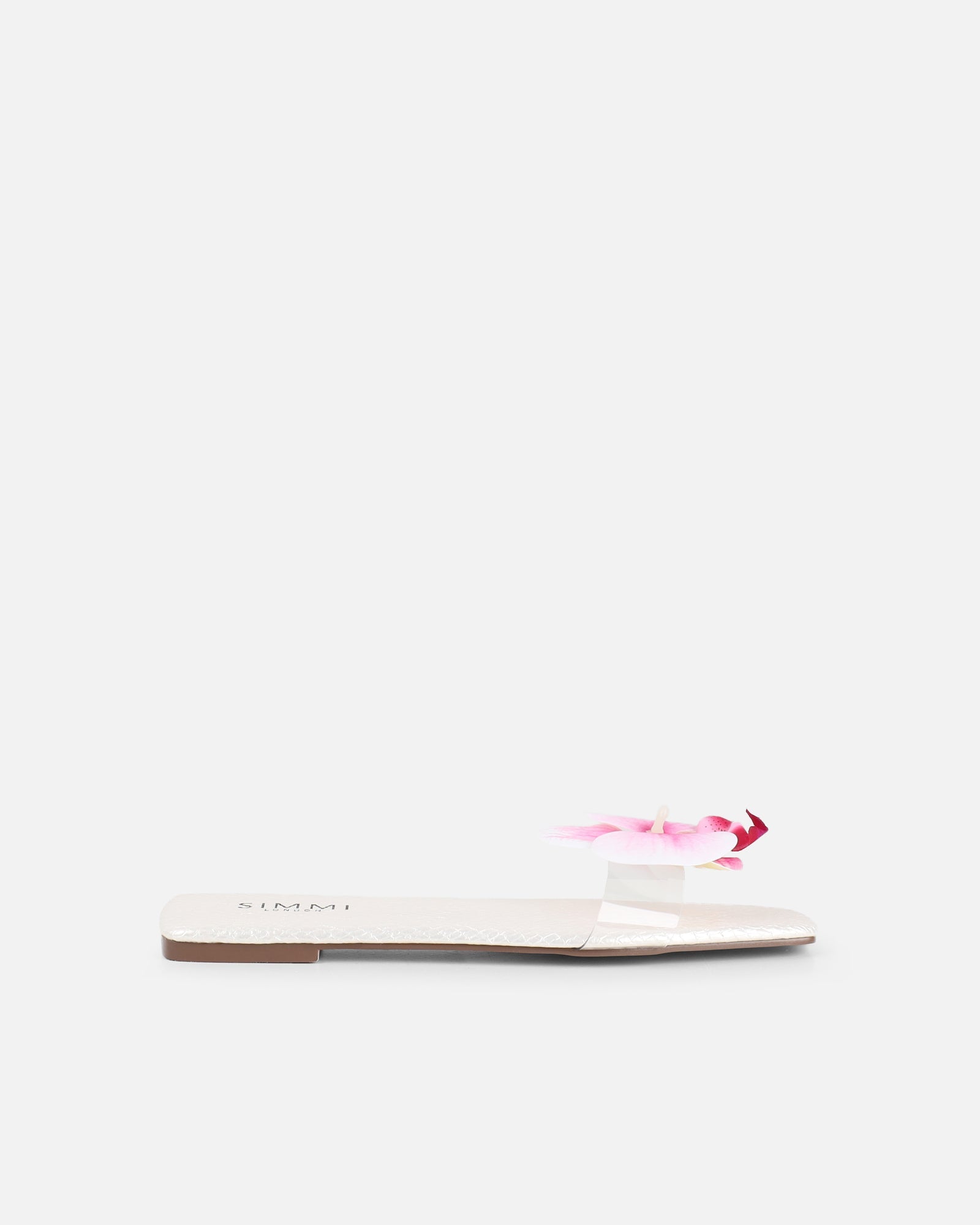 Pina White Snake Flower Slip on Flats