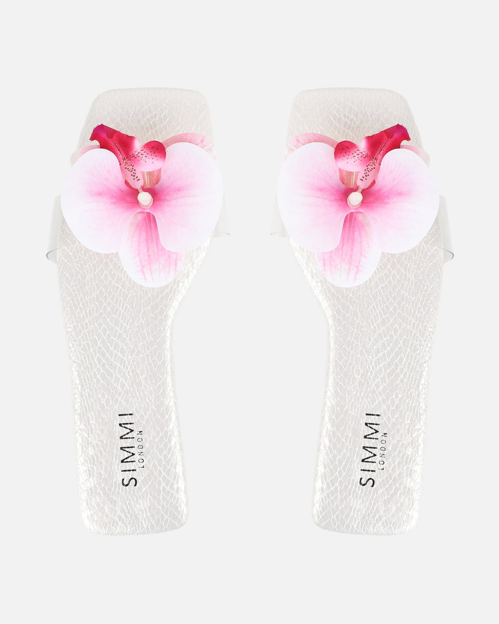 Pina White Snake Flower Slip on Flats