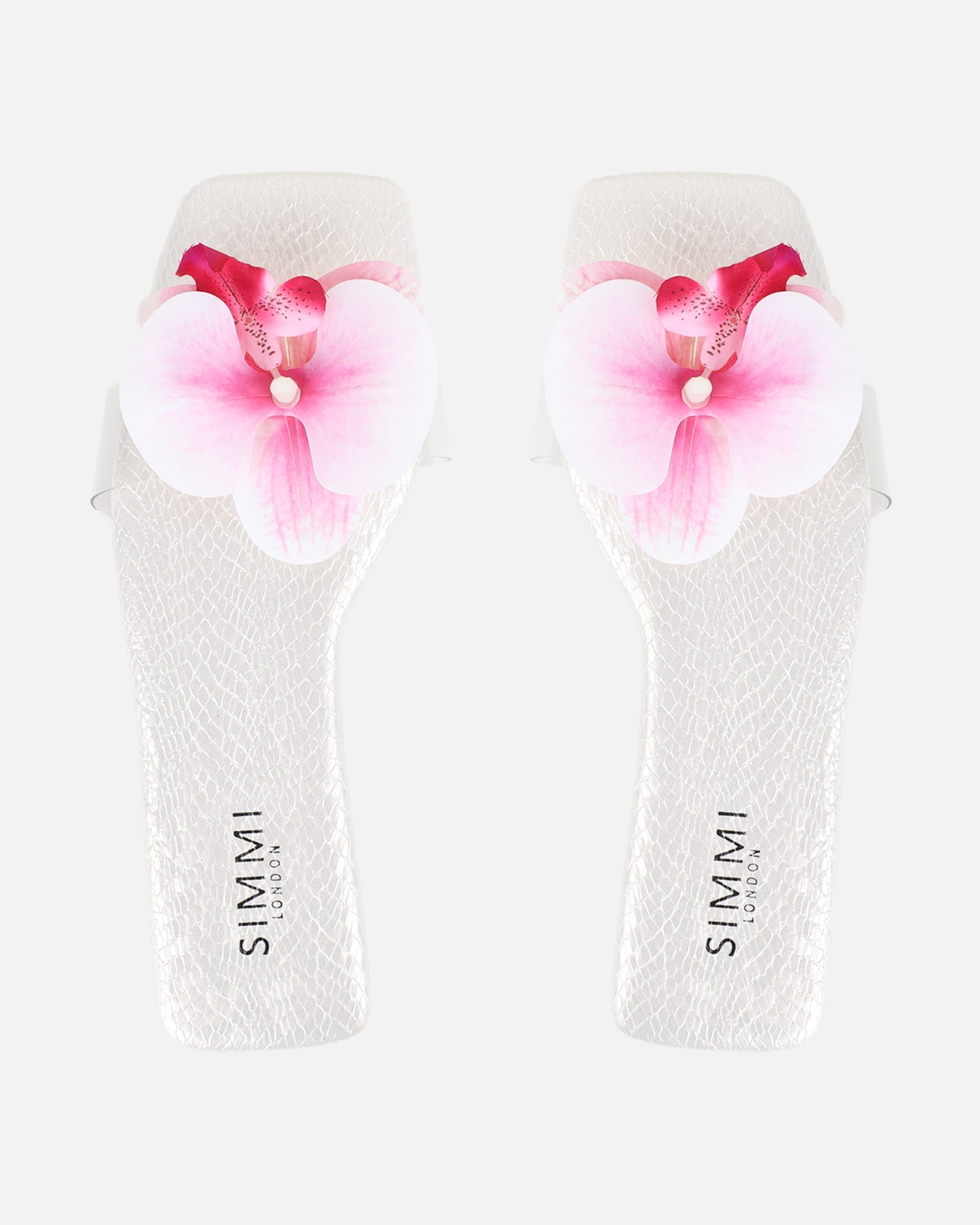 Pina White Snake Flower Slip on Flats