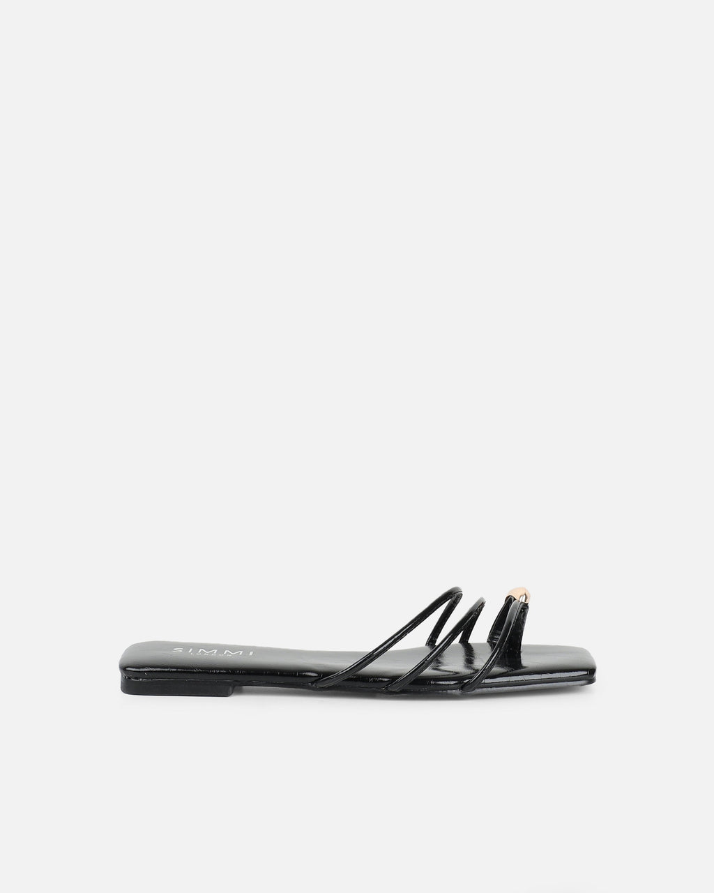 Porto Black Gold Toe Detail Sandals