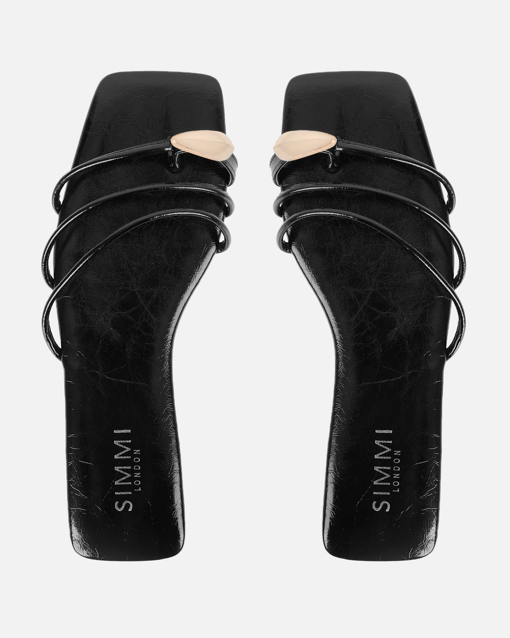 Porto Black Gold Toe Detail Sandals