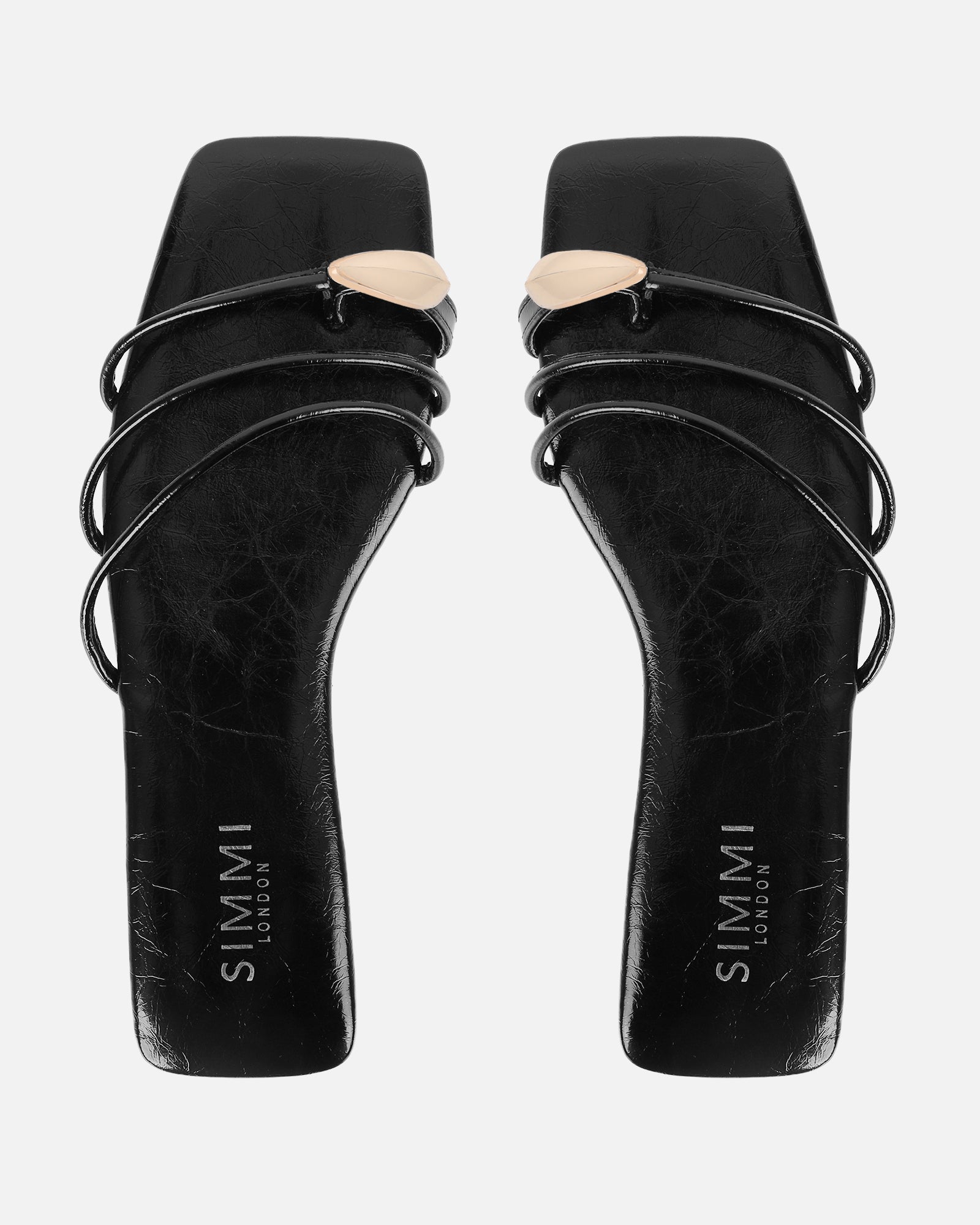 Porto Black Gold Toe Detail Sandals