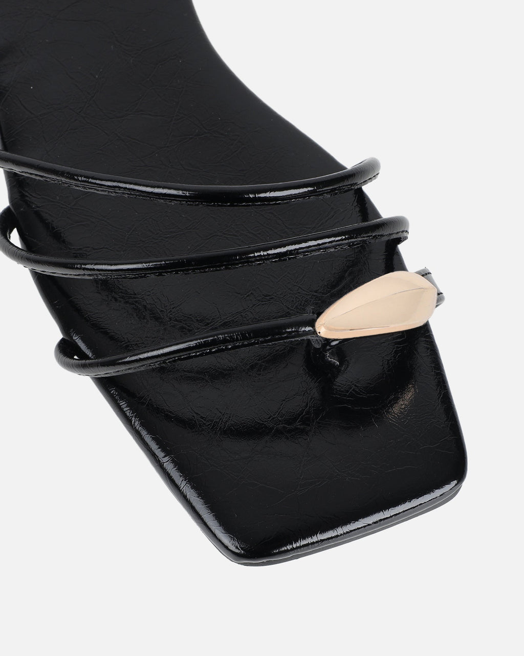 Porto Black Gold Toe Detail Sandals