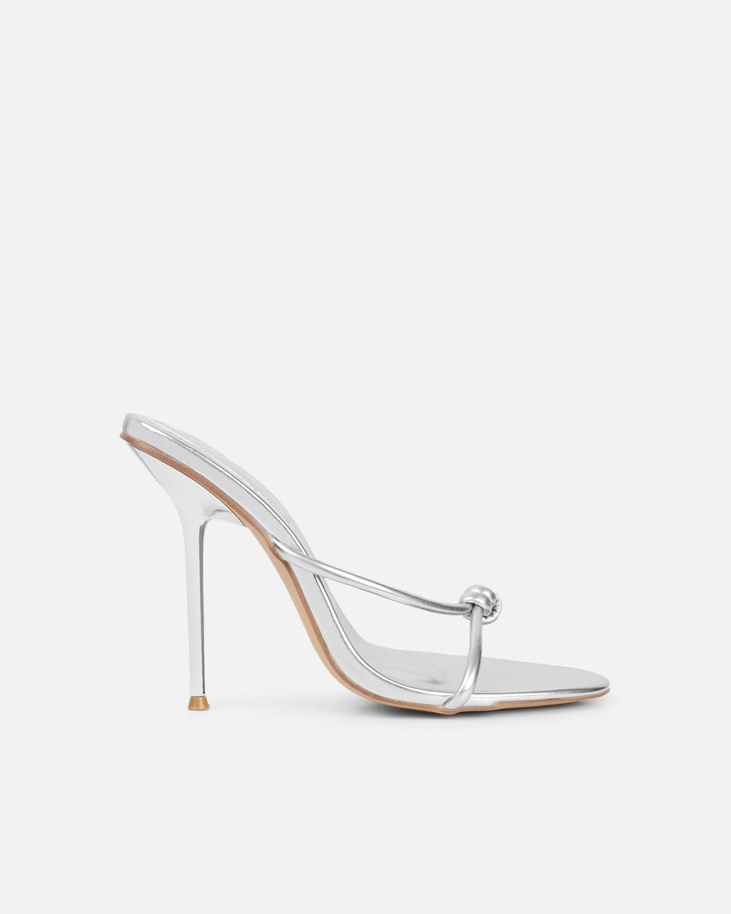 Louna Silver Metallic Twist Heeled Sandals