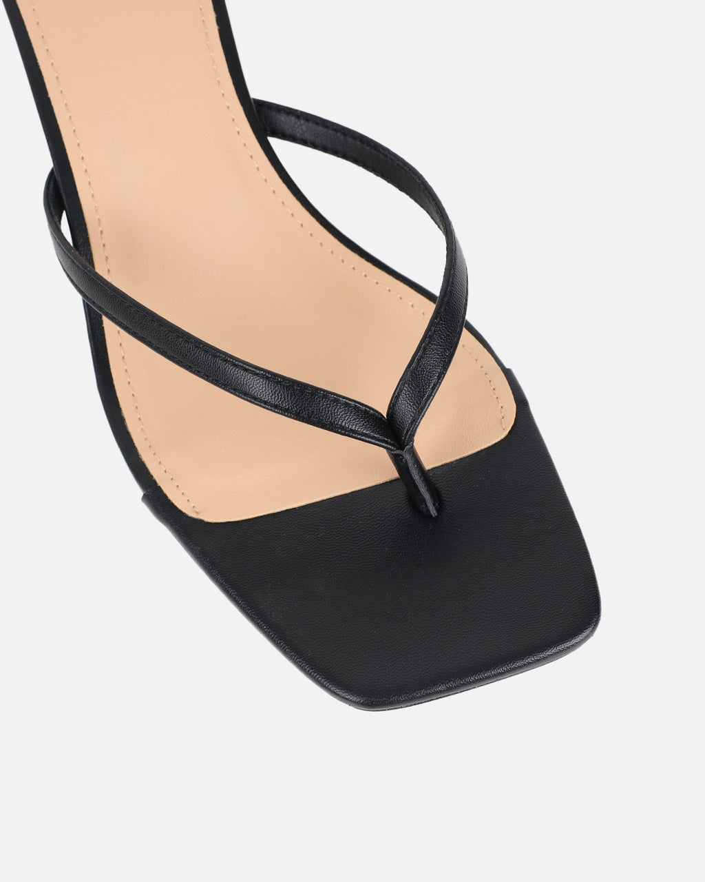 Laura Black Toe Post Kitten Heeled Sandals