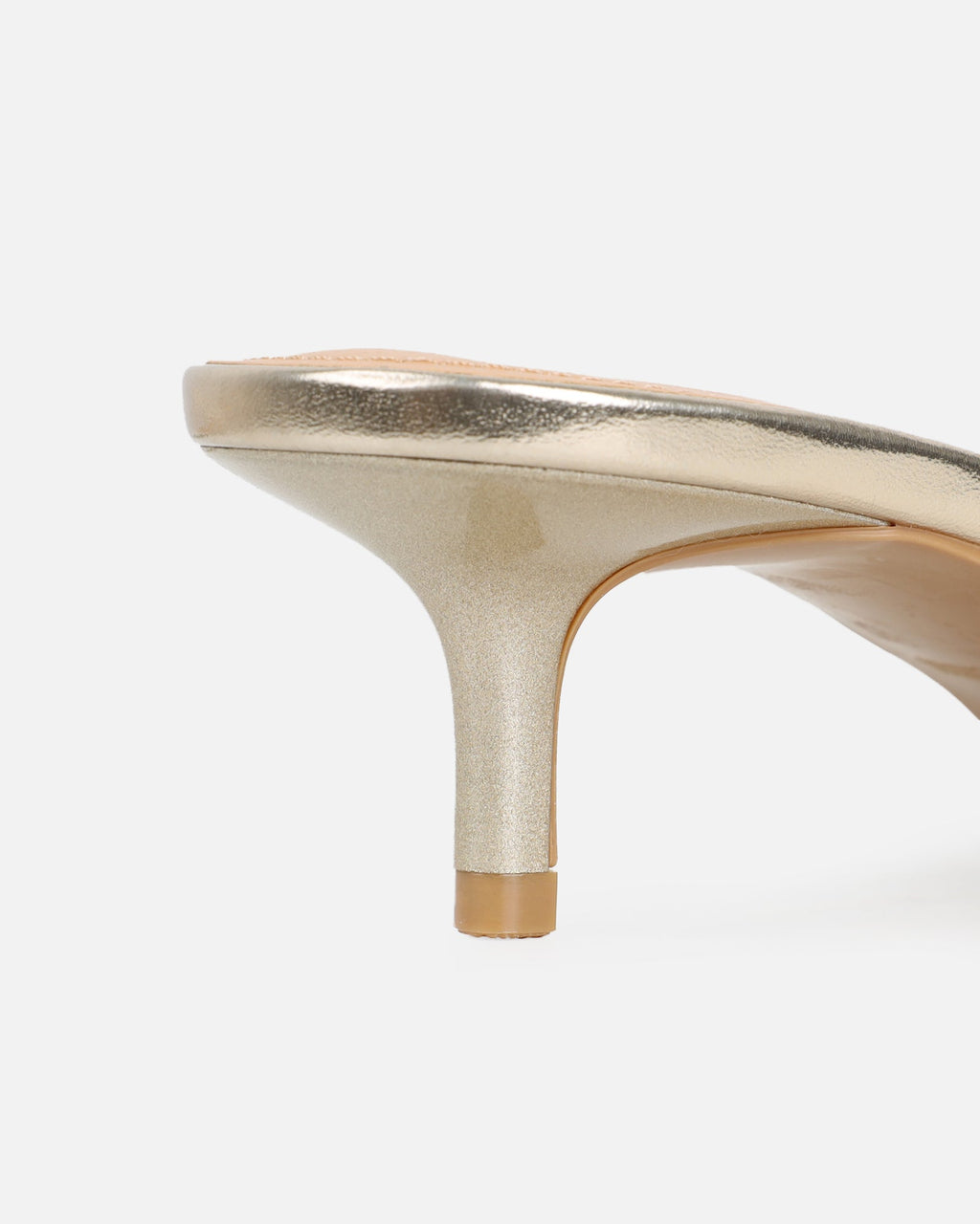 Laura Gold Mirror Toe Post Kitten Heeled Sandals