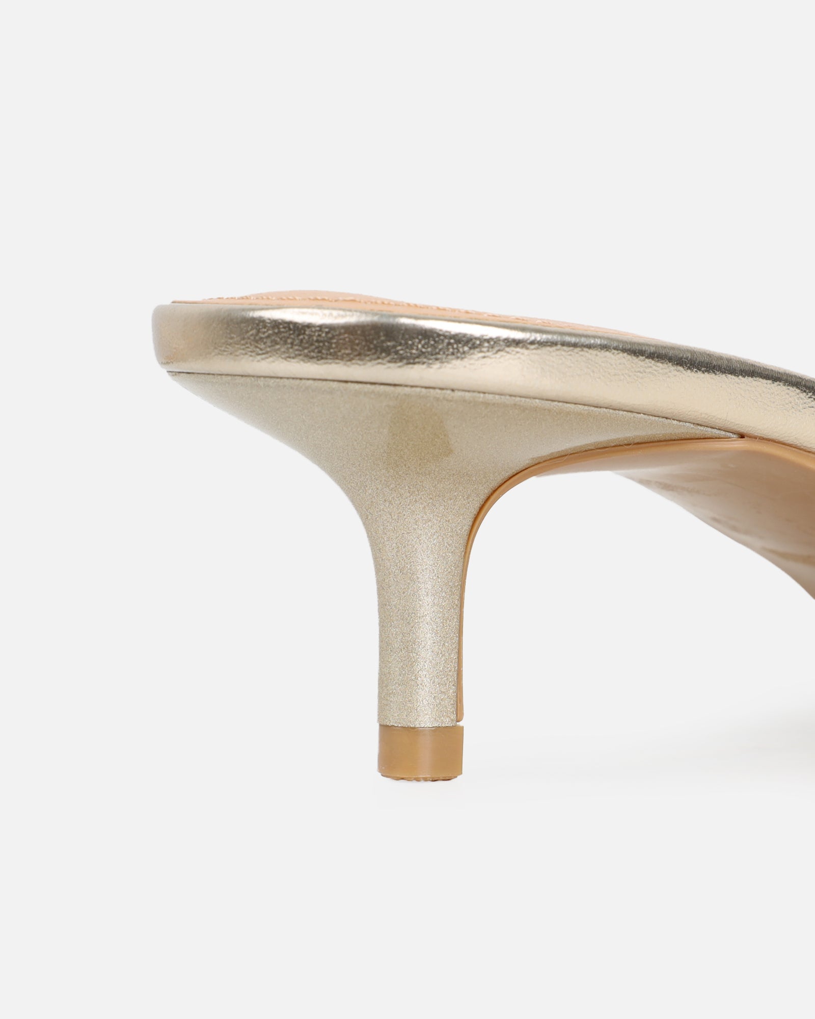 Laura Gold Mirror Toe Post Kitten Heeled Sandals