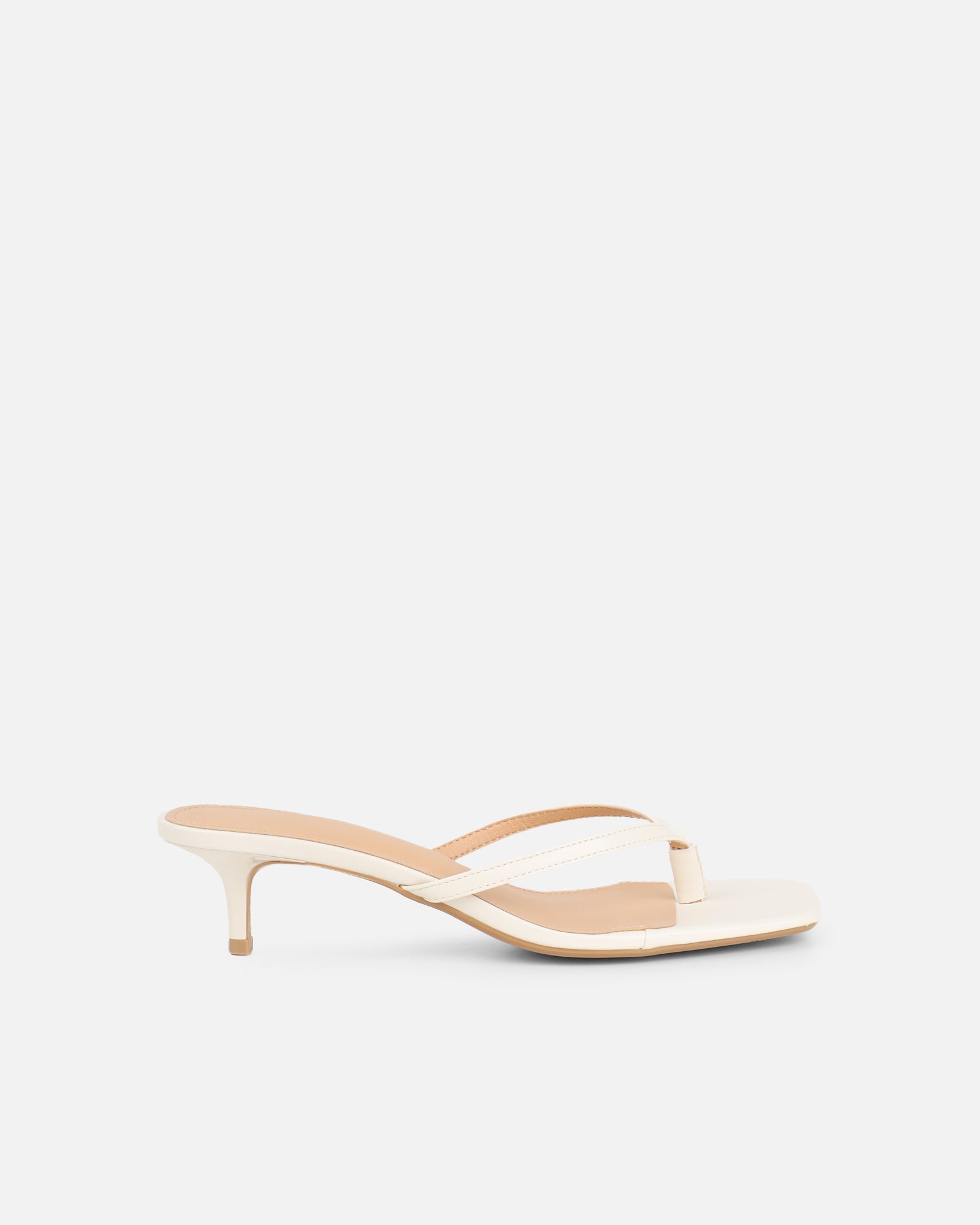 Laura Stone Toe Thong Kitten Heeled Sandals