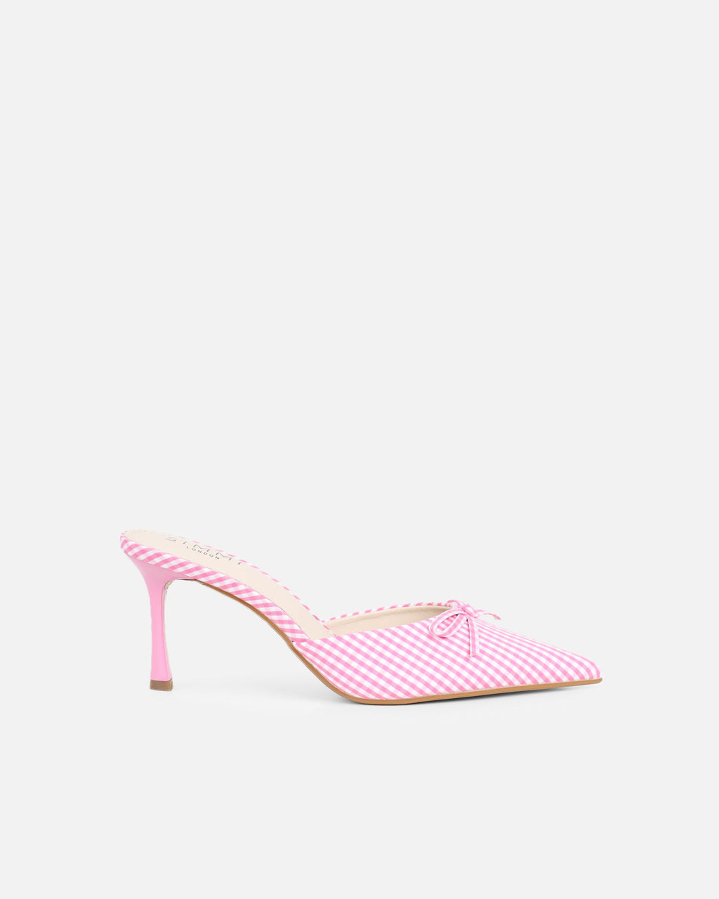 Lisa Pink Gingham Bow Mules