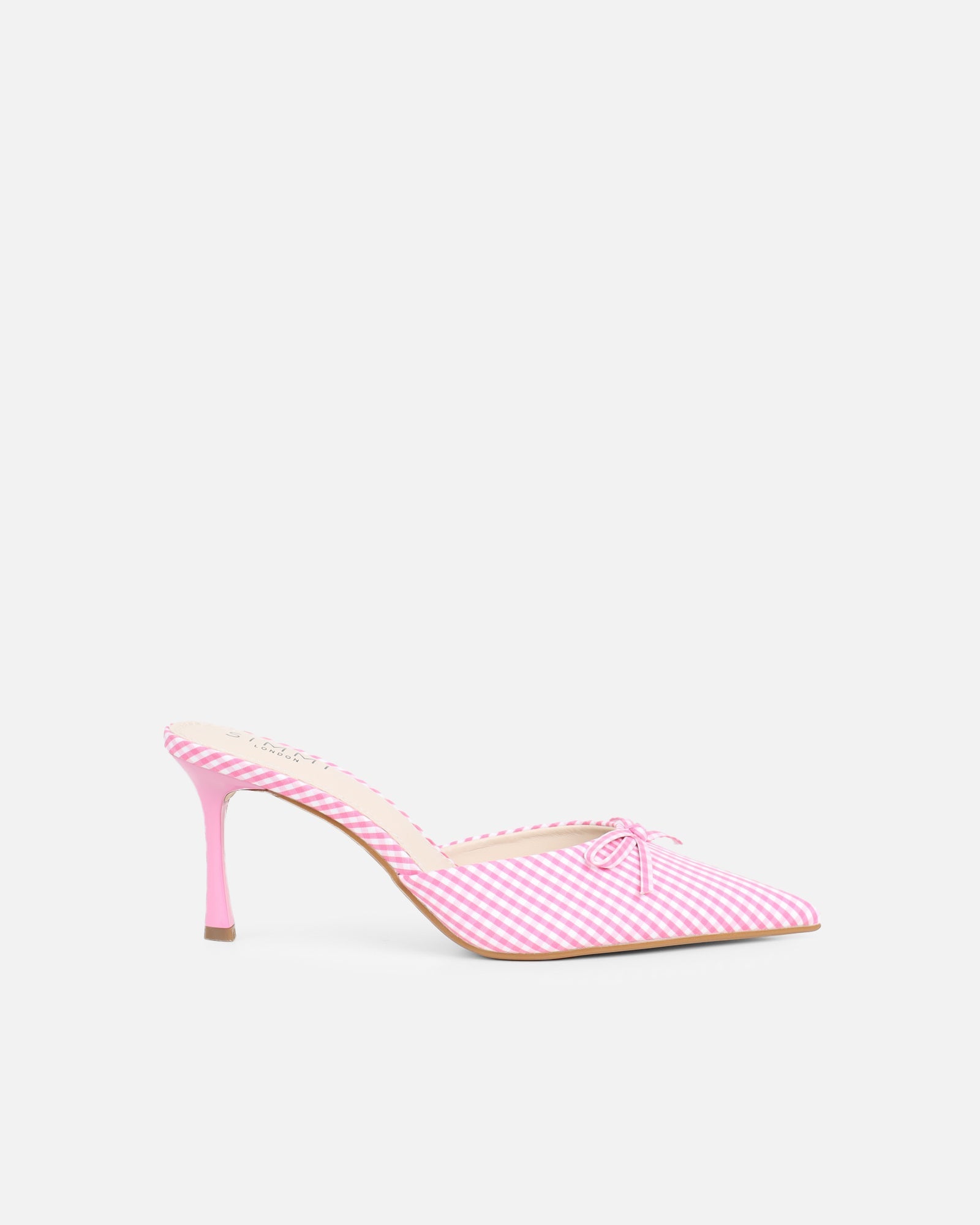 Lisa Pink Gingham Bow Mules