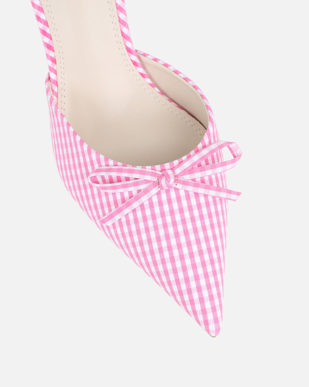 Lisa Pink Gingham Bow Mules