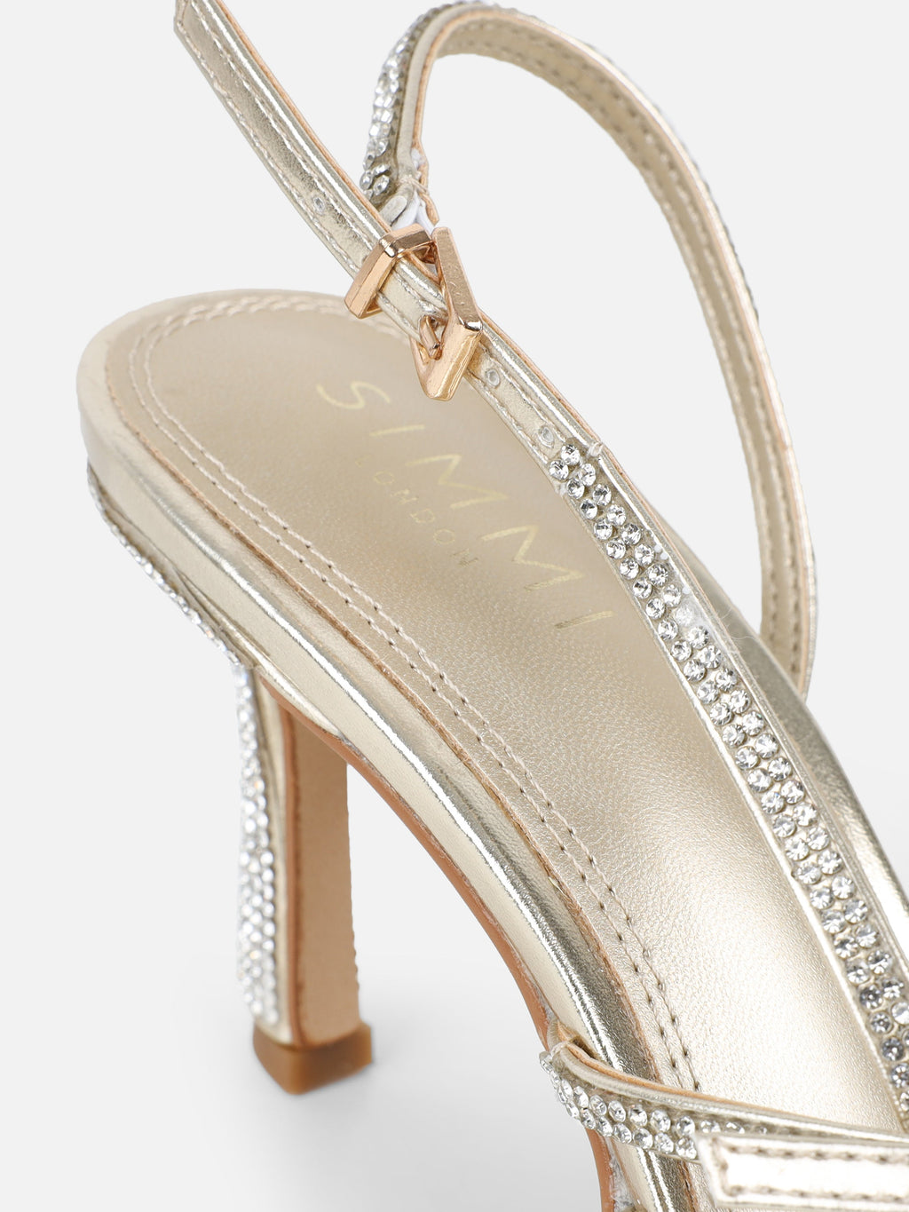 Serenitie Gold Diamante Buckle Detail Slingback Court Shoes