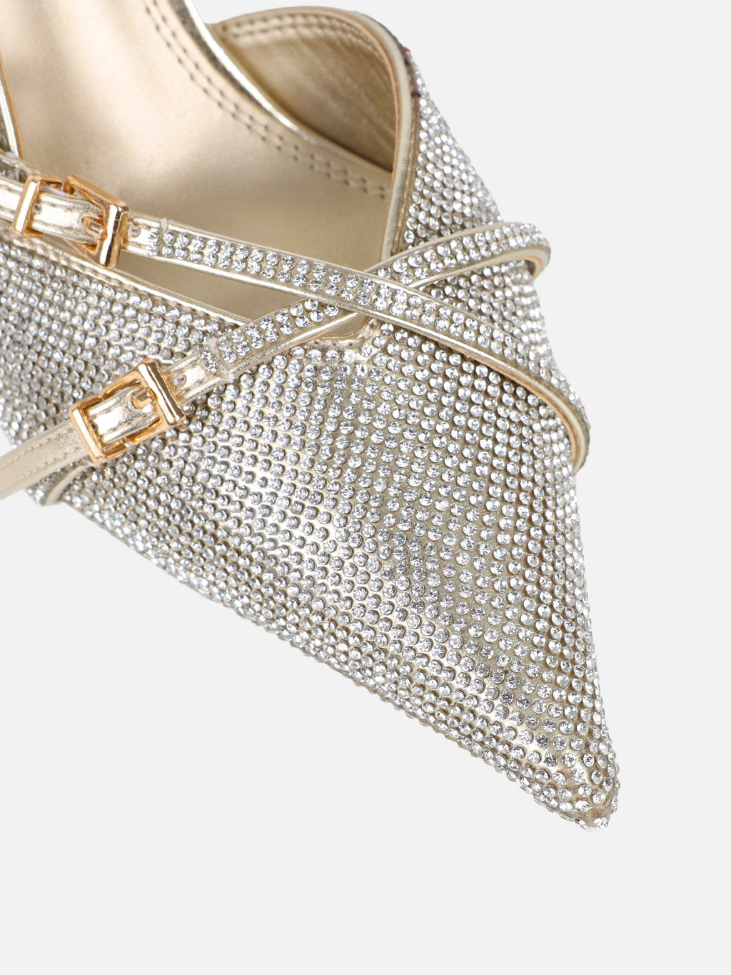 Serenitie Gold Diamante Buckle Detail Slingback Court Shoes