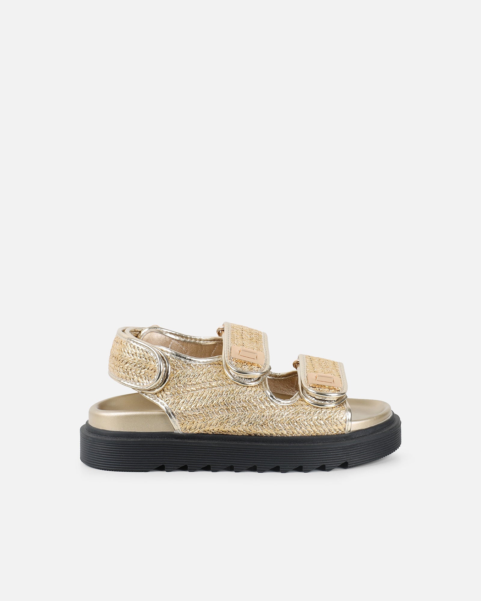 Patricia Gold Woven Chunky Sandals