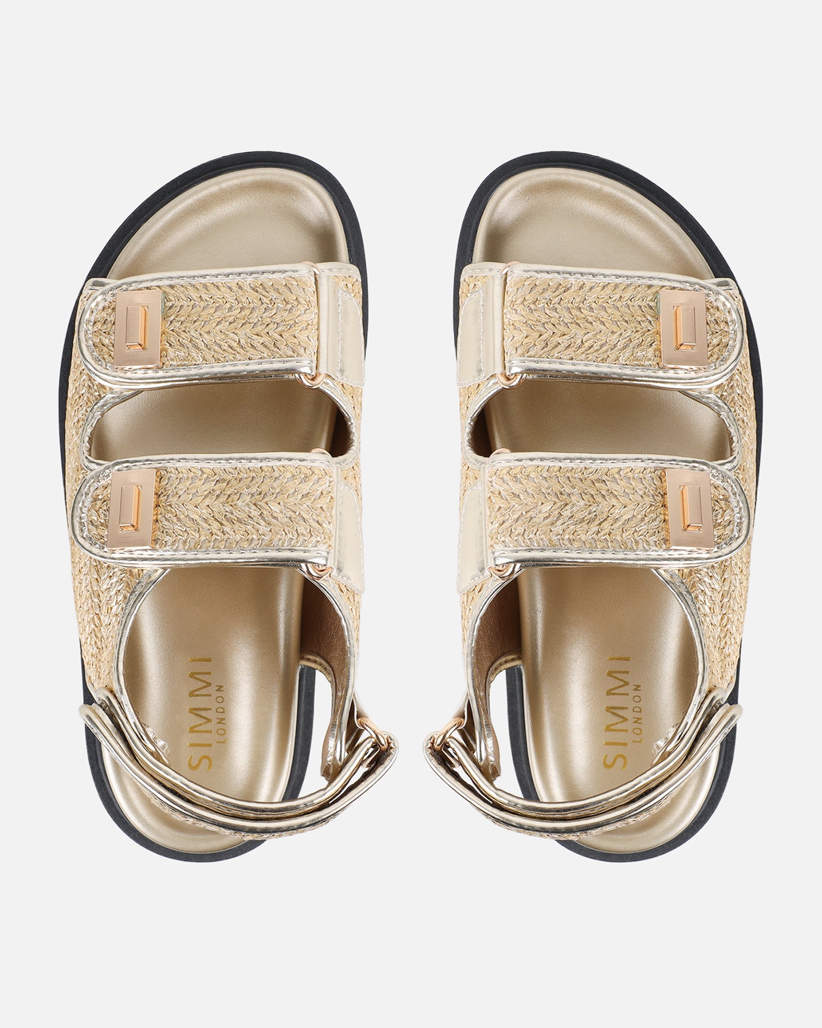 Patricia Gold Woven Chunky Sandals