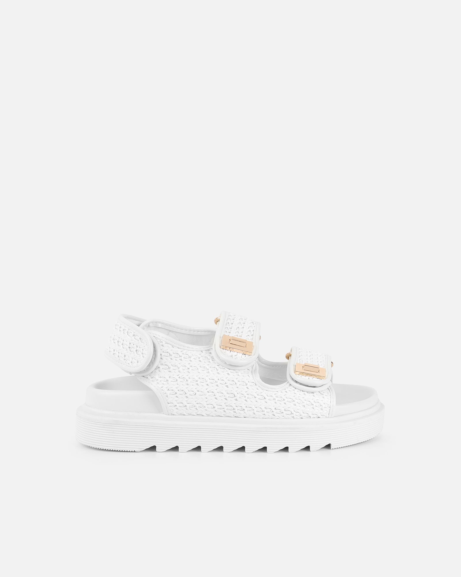 Patricia White Woven Chunky Sandals