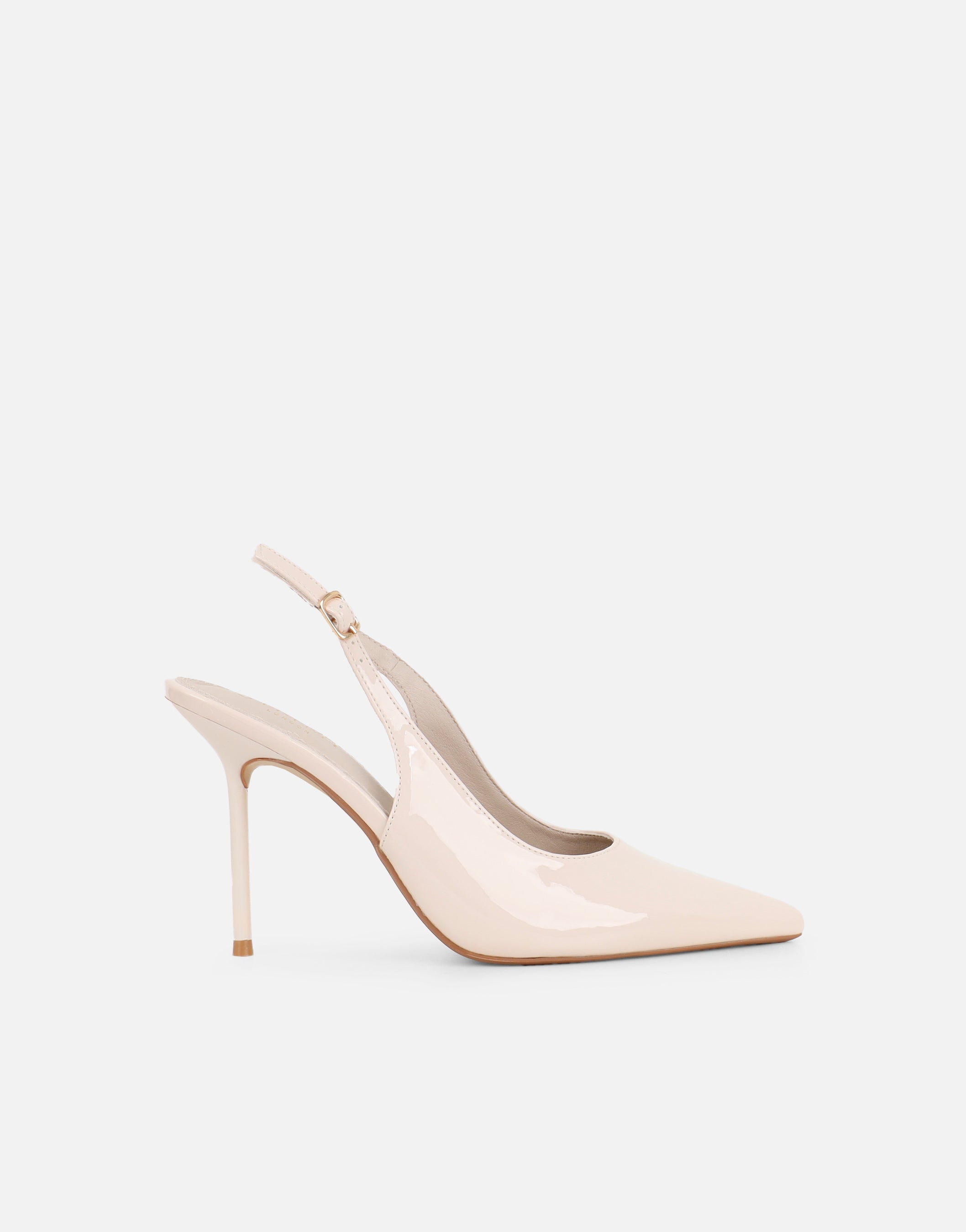 Limani Stone Pearlised Patent Slingback Courts