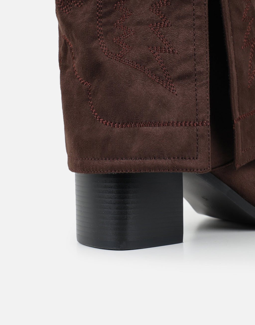 Liston Brown Suede Western Stitch Detail Heeled Boots