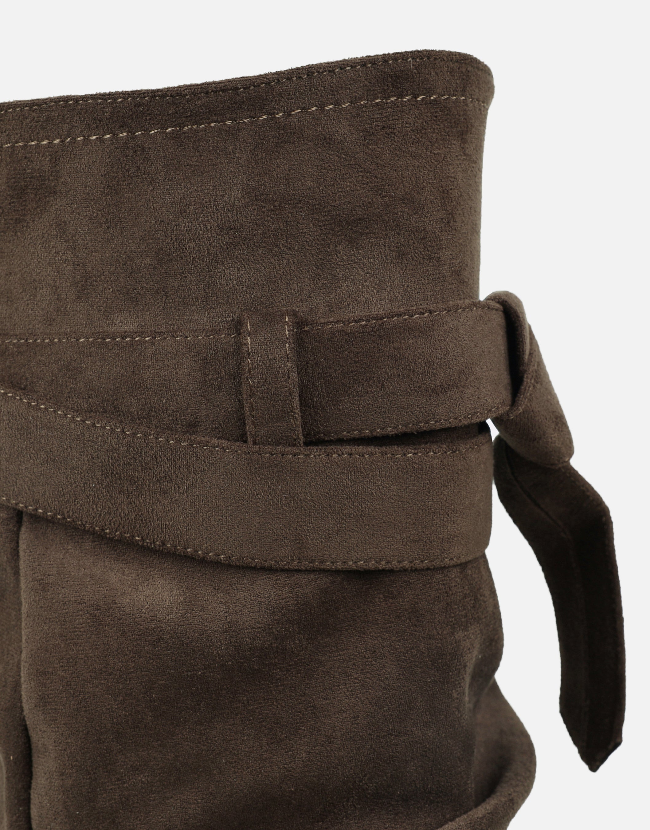 Lowry Khaki Suede Foldover Chunky Boots