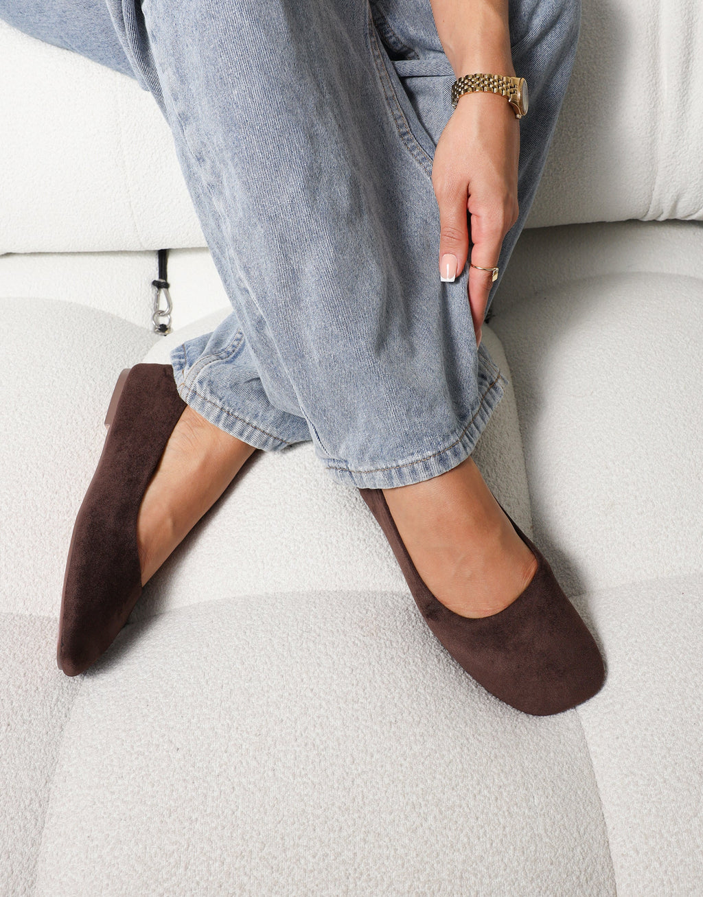 Viktoria Brown Suede Ballerina Flats