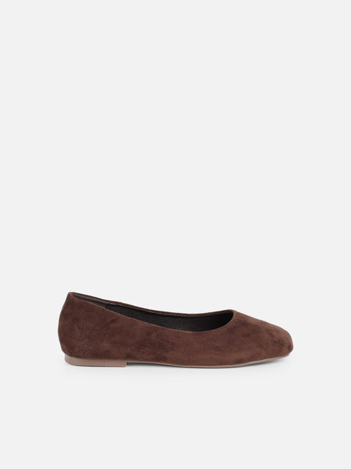Viktoria Brown Suede Ballerina Flats