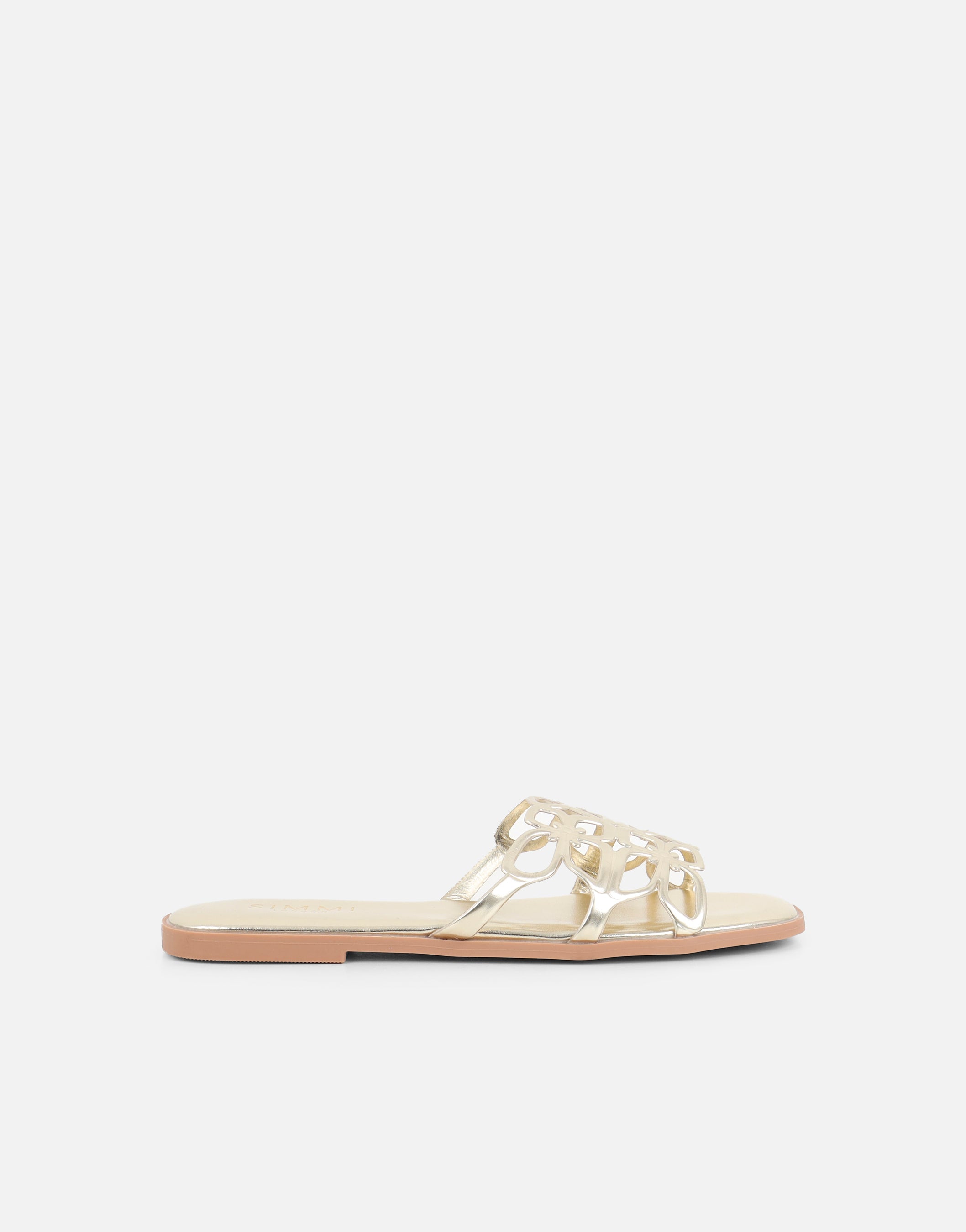 Lumi Gold Slip On Flat Sandals