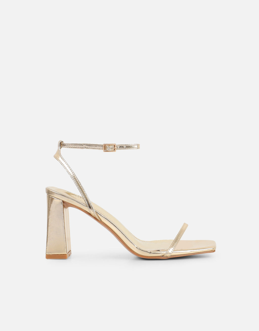 Penelope Gold Metallic Block Heeled Sandals