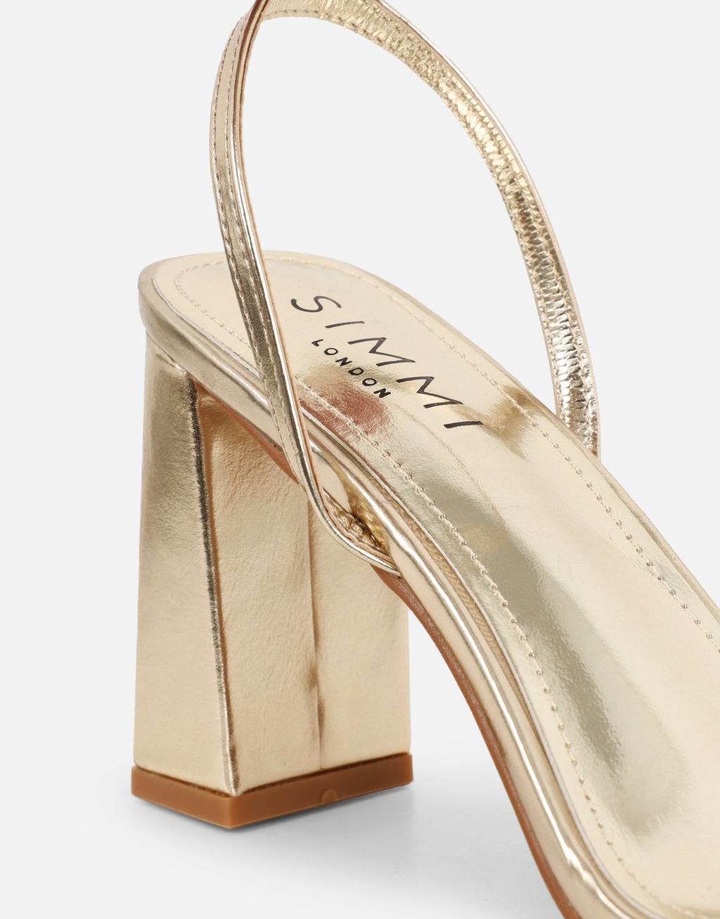 Penelope Gold Metallic Block Heeled Sandals