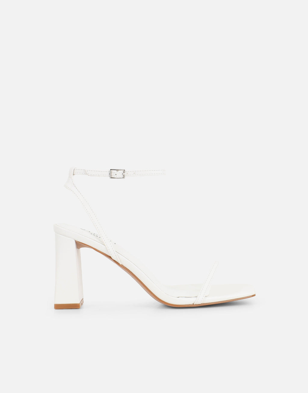Penelope White Block Heeled Sandals