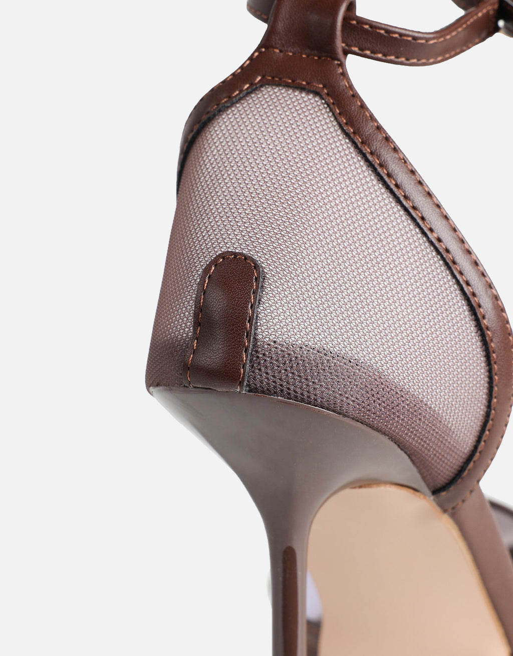 Mandisa brown mesh court heels