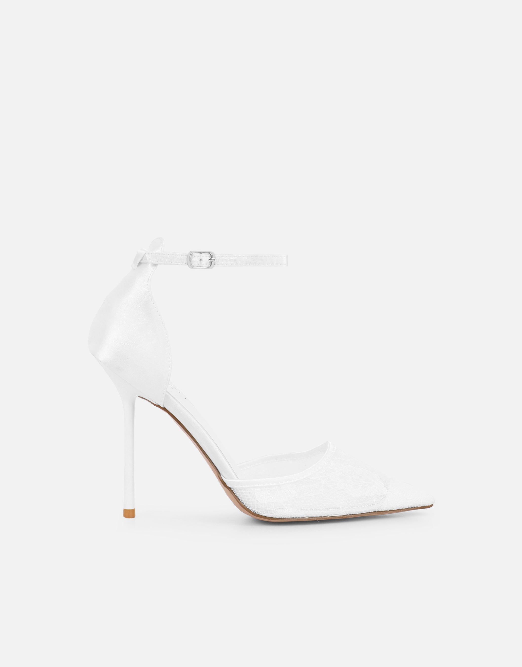 Deena White Lace Court Shoes