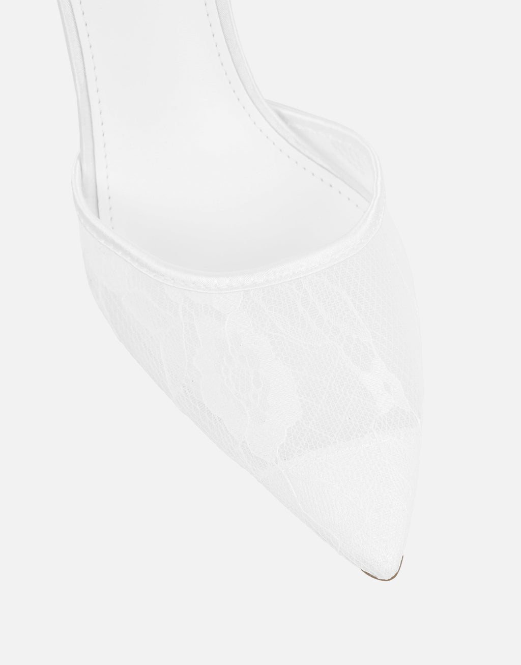 Deena White Lace Court Shoes