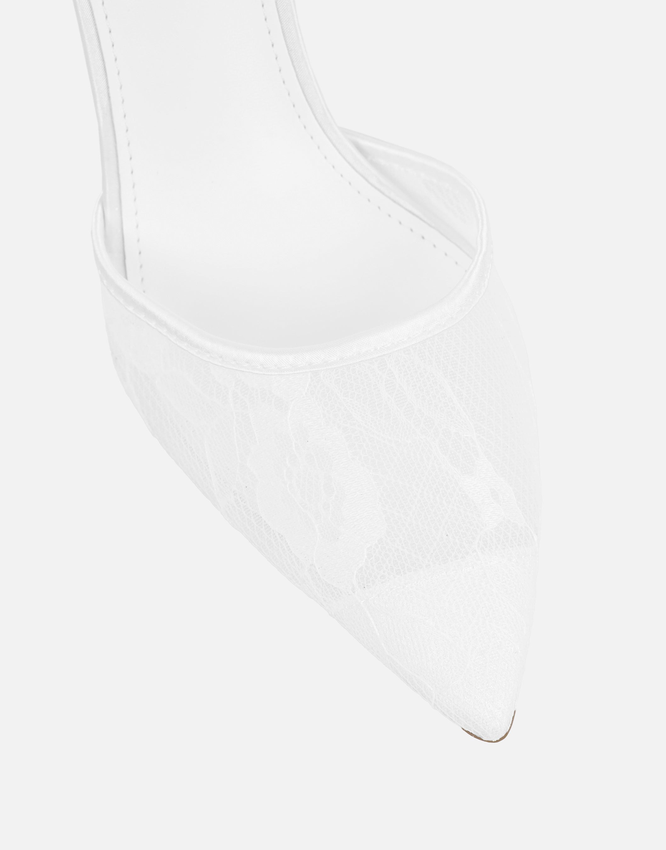 Deena White Lace Court Shoes