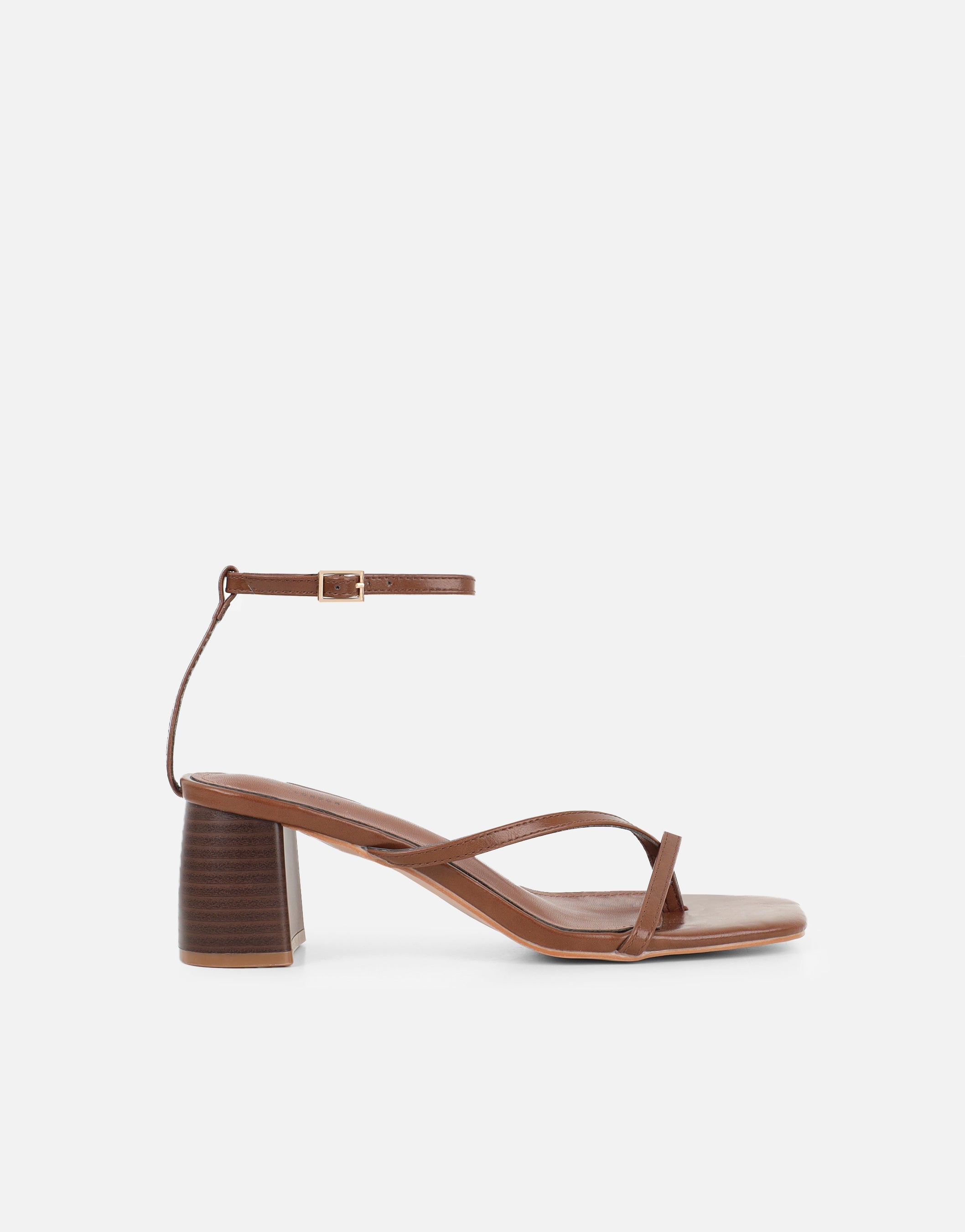 Mandy Tan Toe Post Block Heeled Sandals