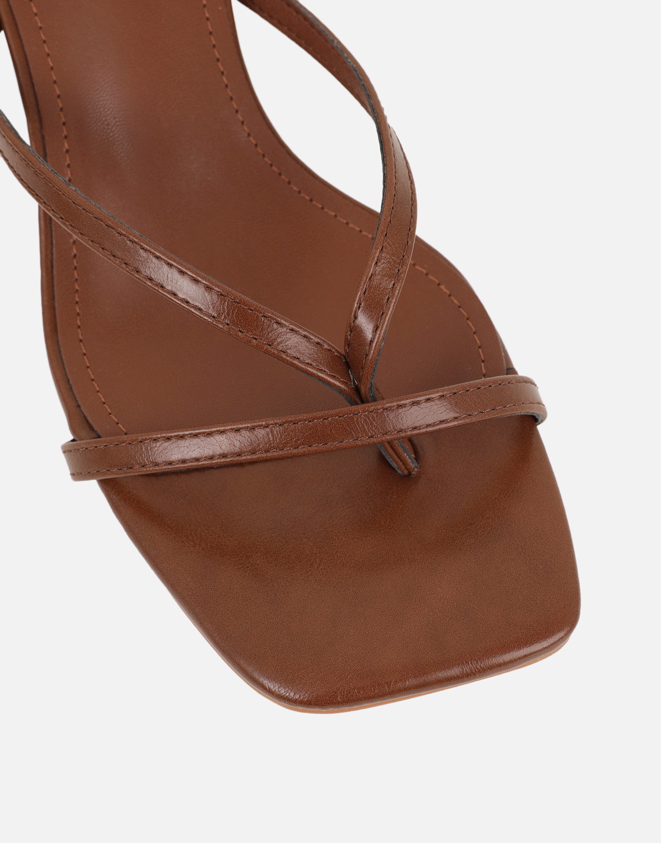 Mandy Tan Toe Post Block Heeled Sandals
