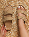 Manny Taupe Slip On Footbed Flat Sandals