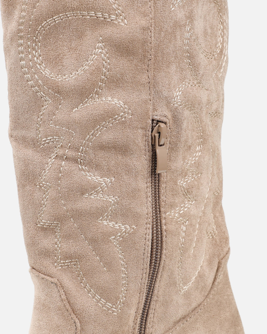 Marsha Beige Suede Embroidered Western Calf Boot