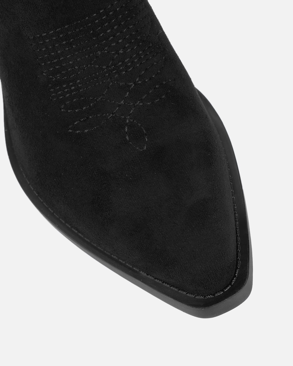 Marsha Black Suede Embroidered Western Calf Boot