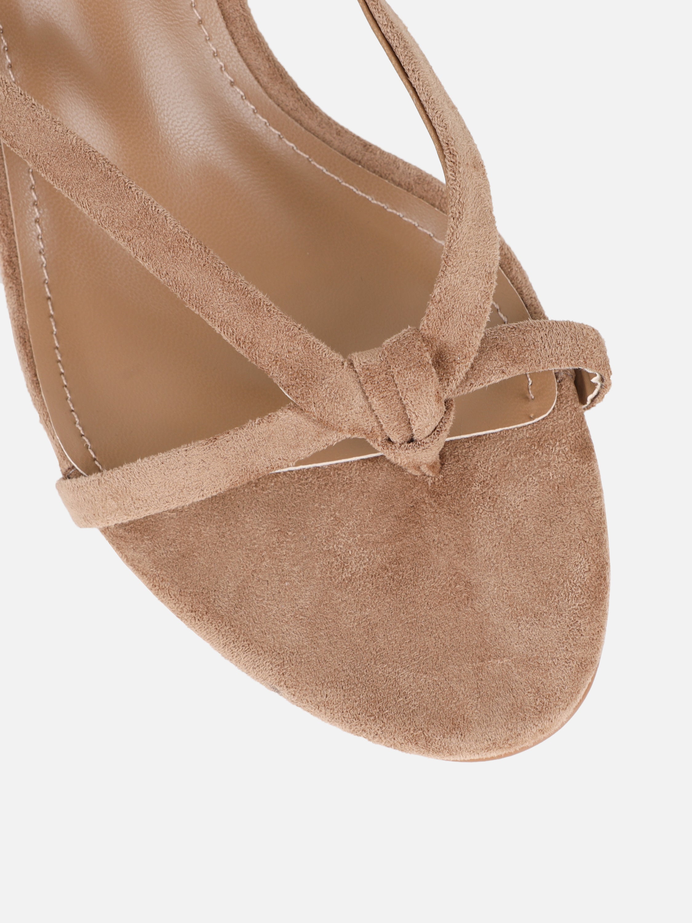 Jesse Dark Beige Suede Knot Detail Heeled Sandals