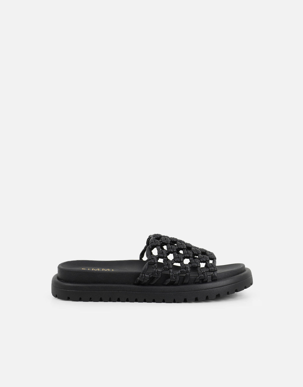 Vanya Black Woven Mesh Chunky Flats