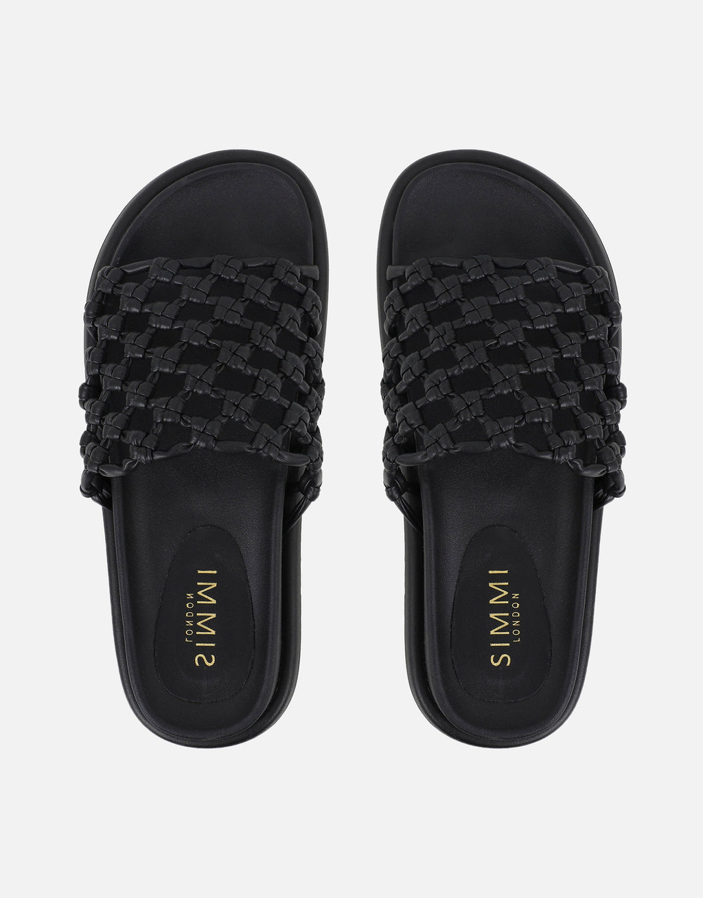 Vanya Black Woven Mesh Chunky Flats