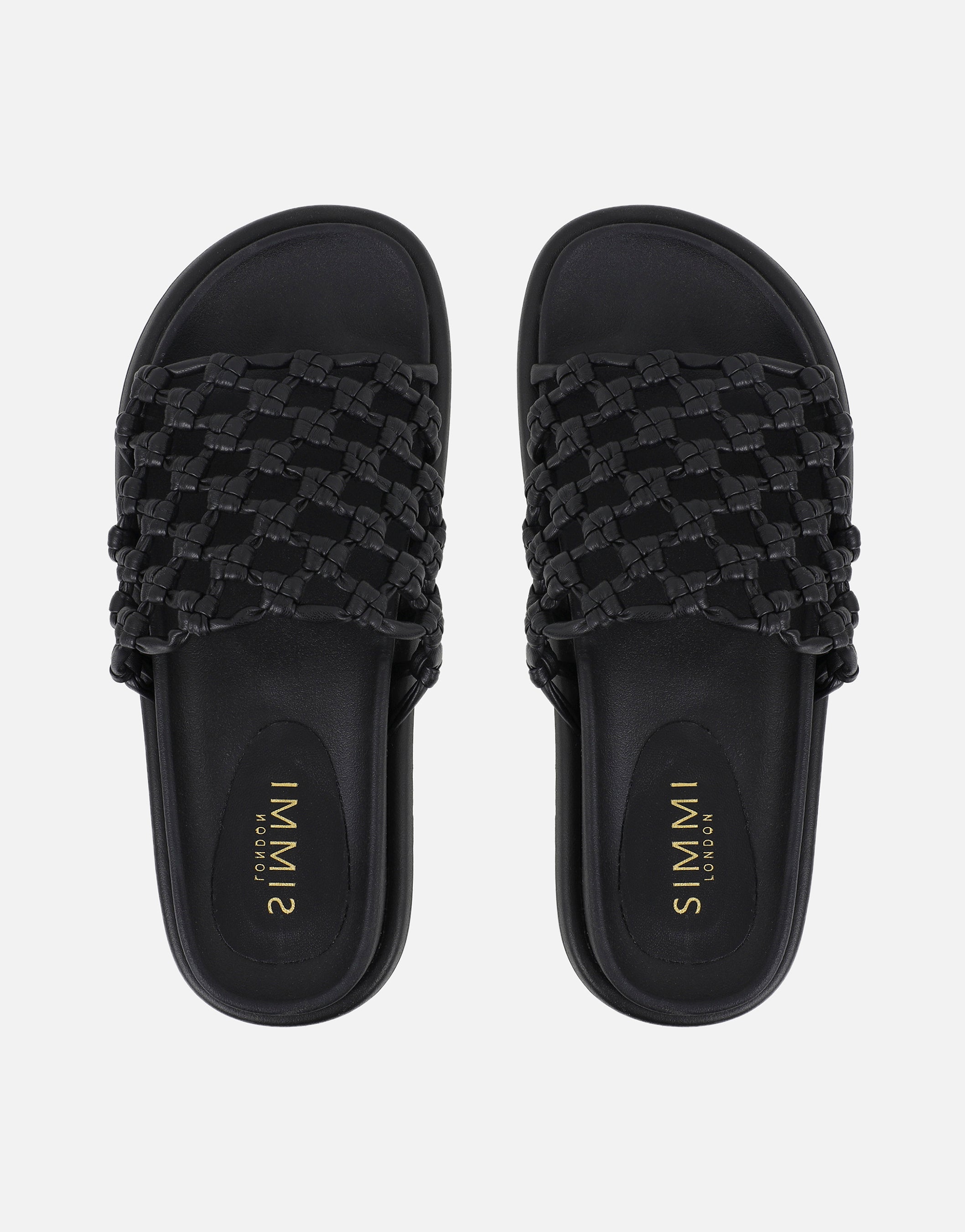 Vanya Black Woven Mesh Chunky Flats