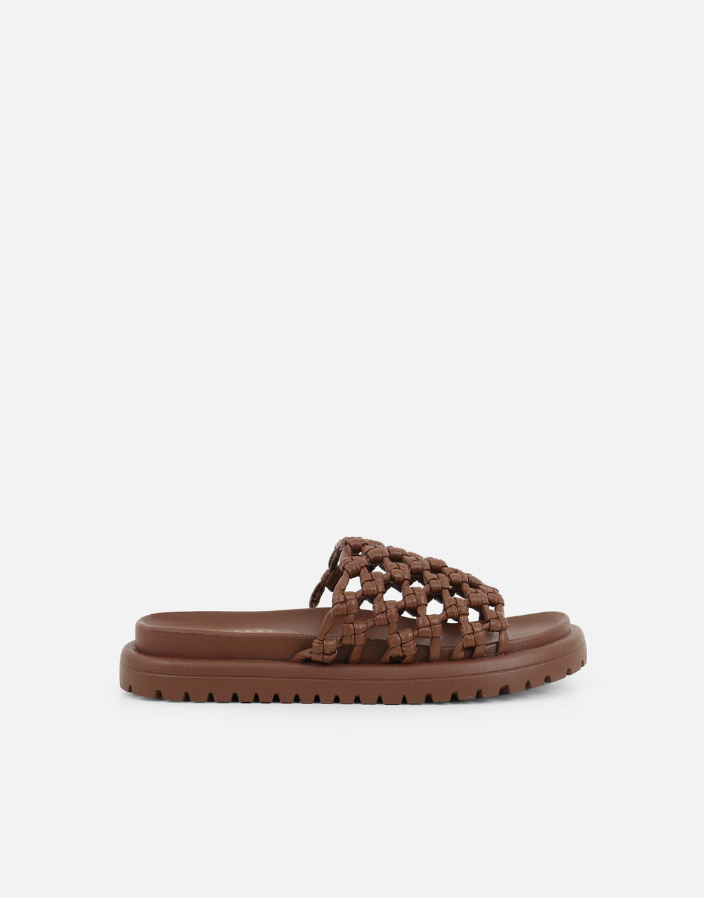 Vanya Brown Woven Mesh Chunky Flats
