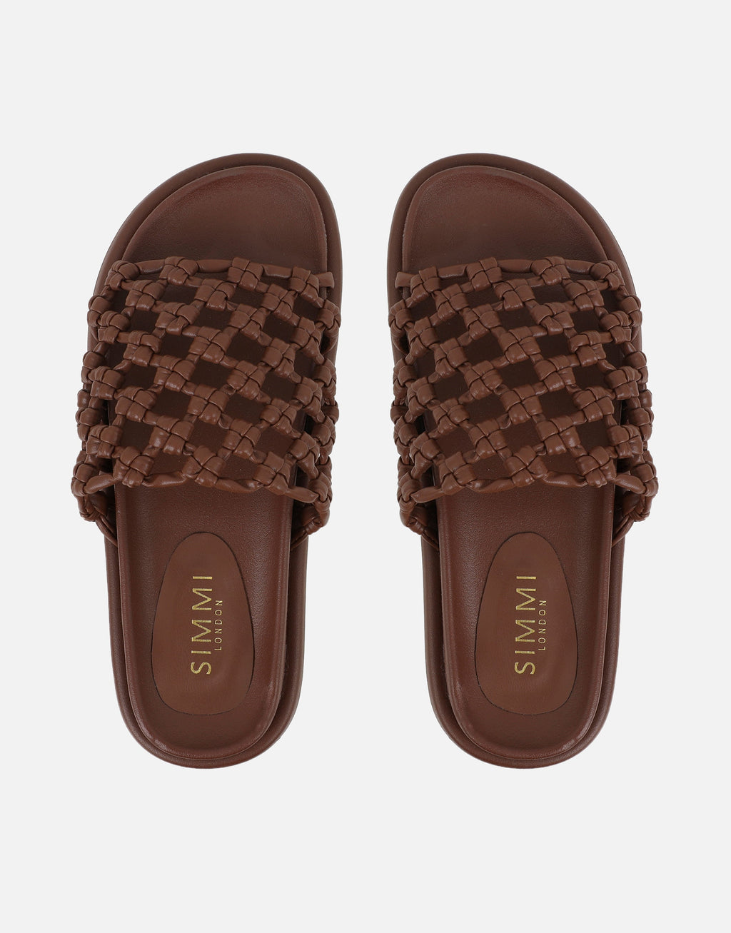 Vanya Brown Woven Mesh Chunky Flats