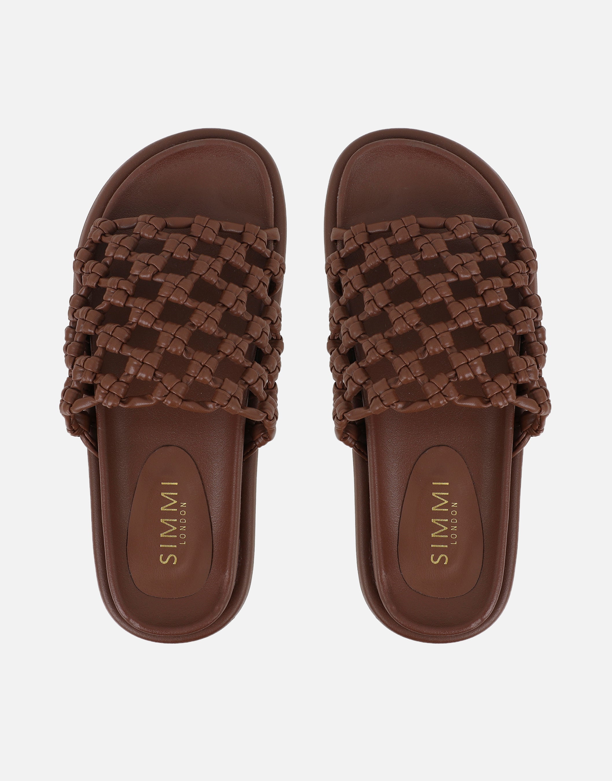 Vanya Brown Woven Mesh Chunky Flats