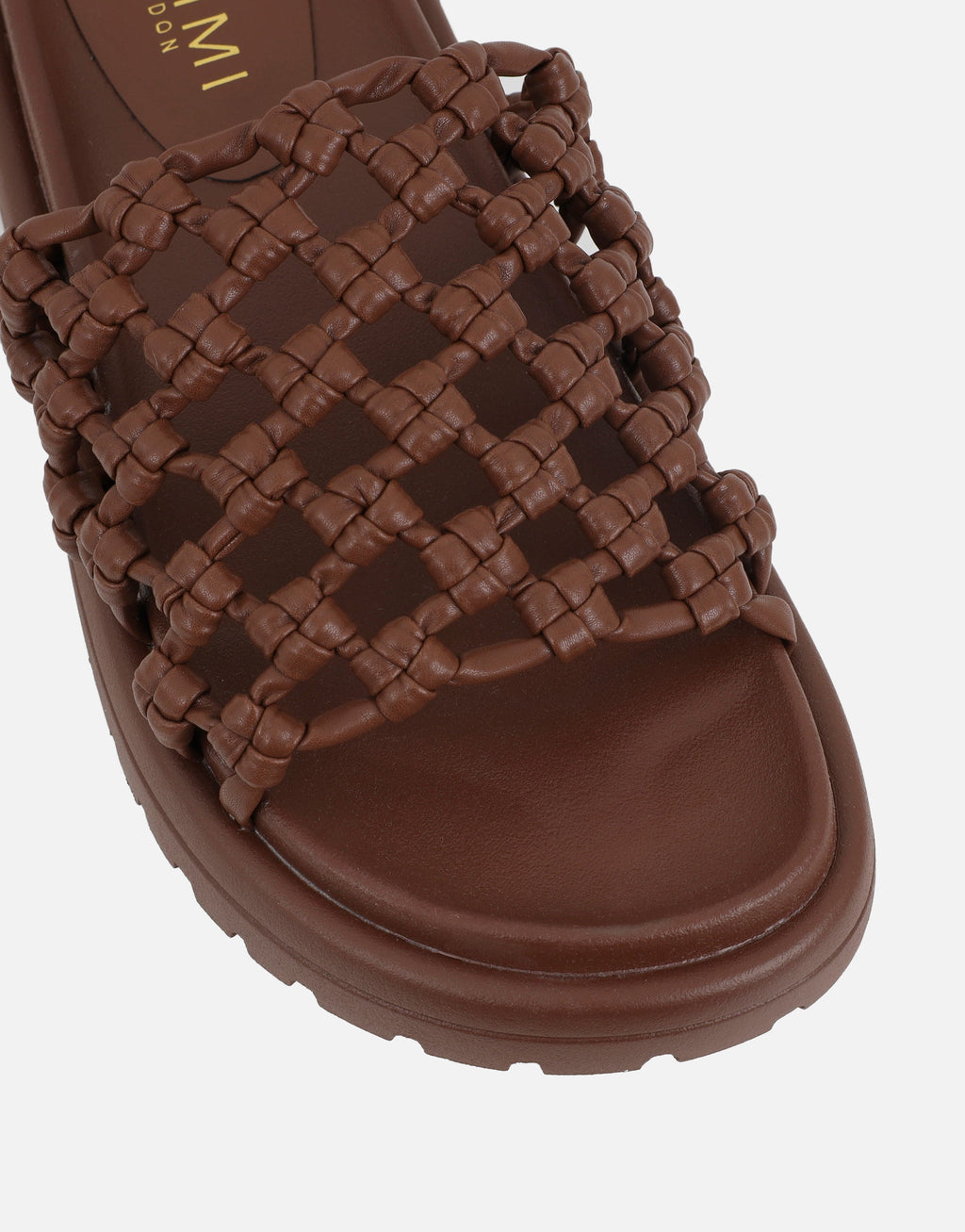 Vanya Brown Woven Mesh Chunky Flats